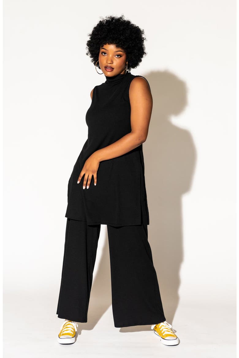 Gigi Sleeveless Top & Wide Leg Pants Set, Alternate, color, BLACK