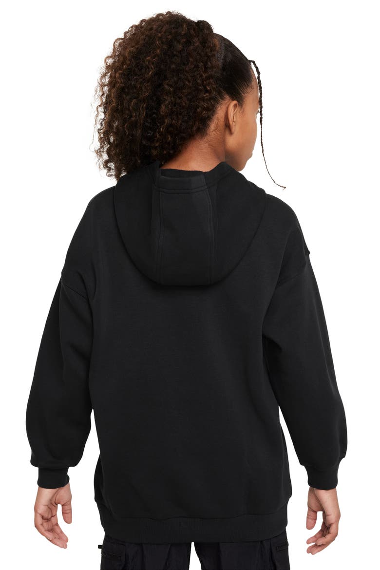 Kids' Sportswear Fleece Hoodie, Alternate, color, BLACK/ WHITE