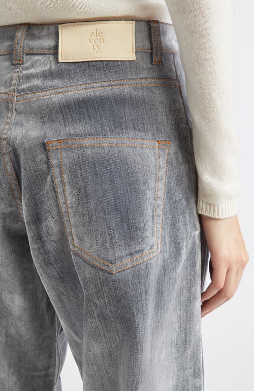 Eleventy Flocked Denim Flare Leg Jeans In Gray