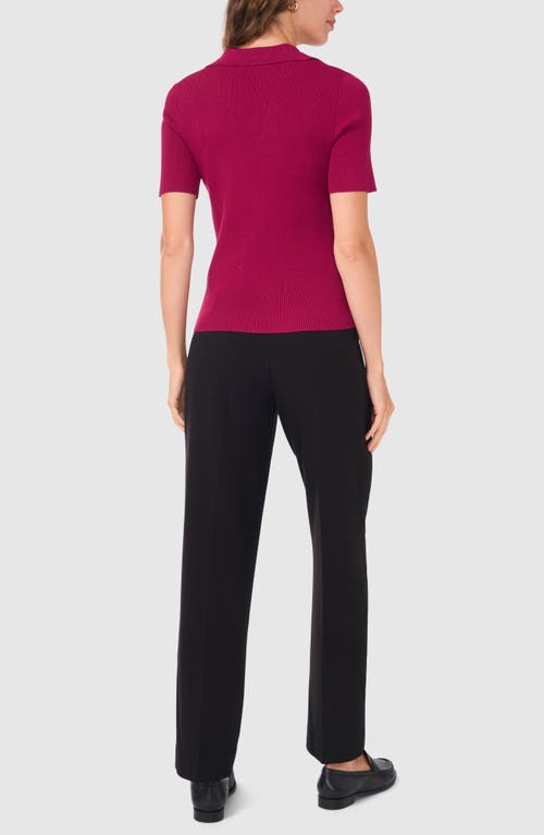 Halogen ® Short Sleeve Rib Polo Sweater In Black