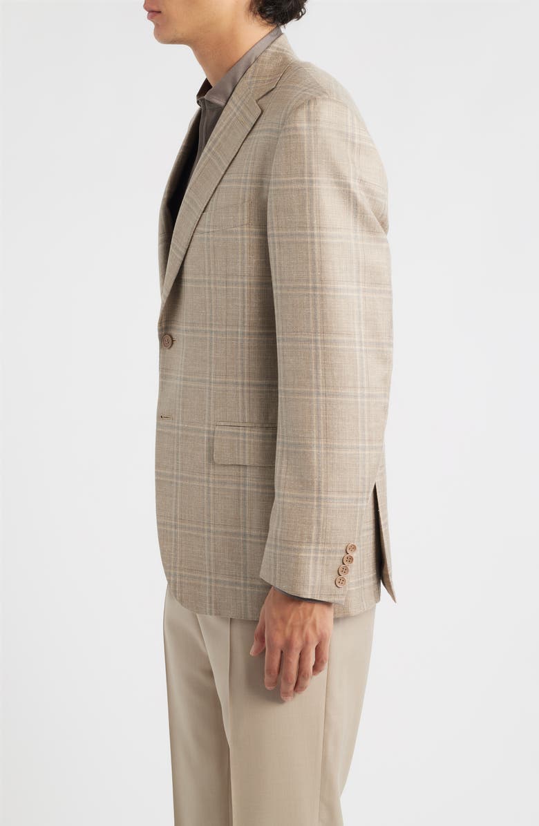 Canali Siena Regular Fit Beige Shadow Check Wool Blend Sport Coat, Alternate, color, Beige