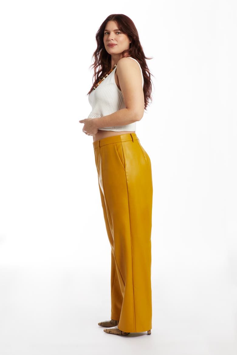 High Waisted Faux Leather Pant, Alternate, color, GOLD FLAKE