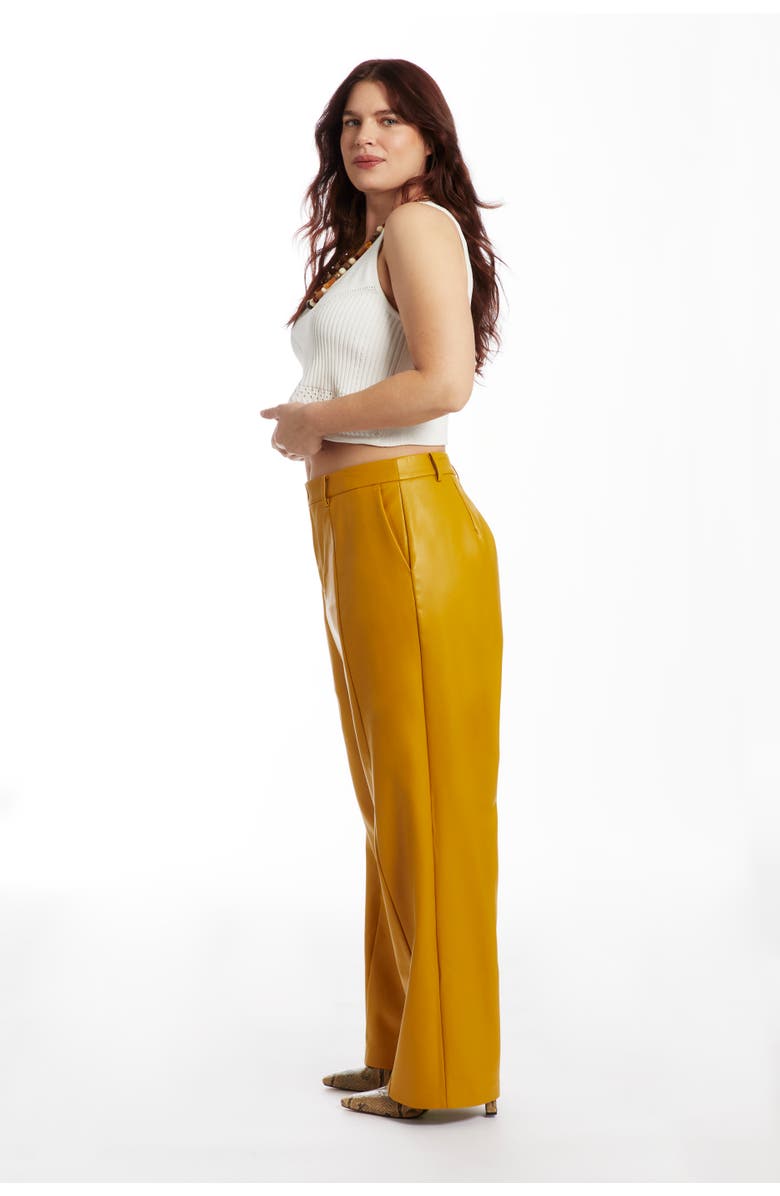 June + Vie High Waisted Faux Leather Pant, Alternate, color, Gold Flake