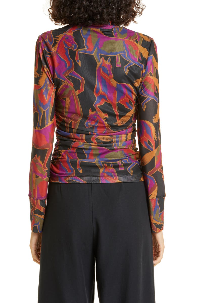 FARM Rio Wild Horses Mock Neck Mesh Top, Alternate, color, 