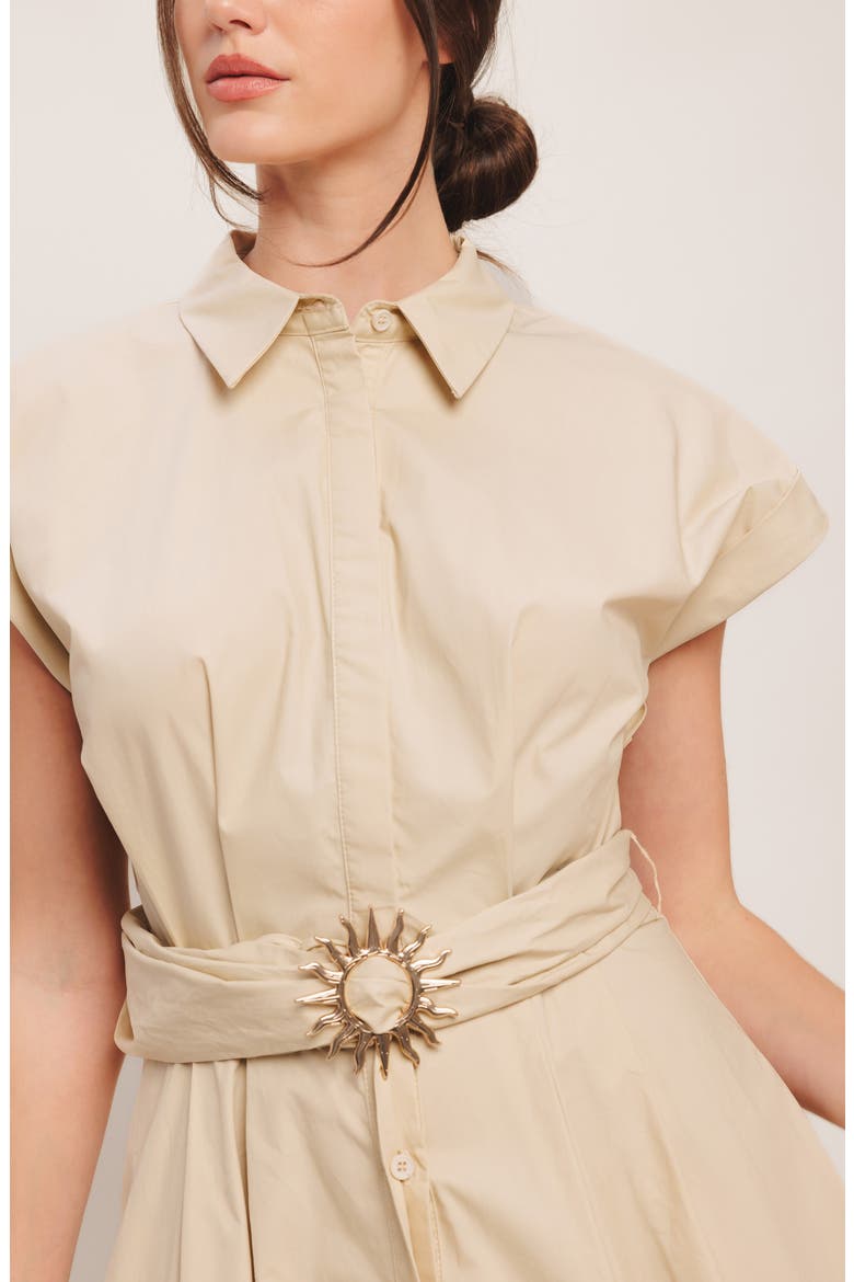 Cap Sleeve Cotton Midi Dress, Alternate, color, TAUPE