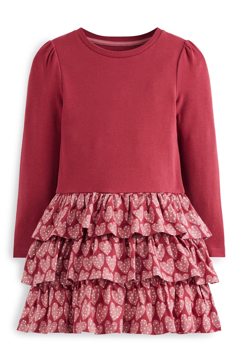 Kids' Jersey Ra Ra Dress, Main, color, POMEGRANATE RED SPOTTY HEARTS