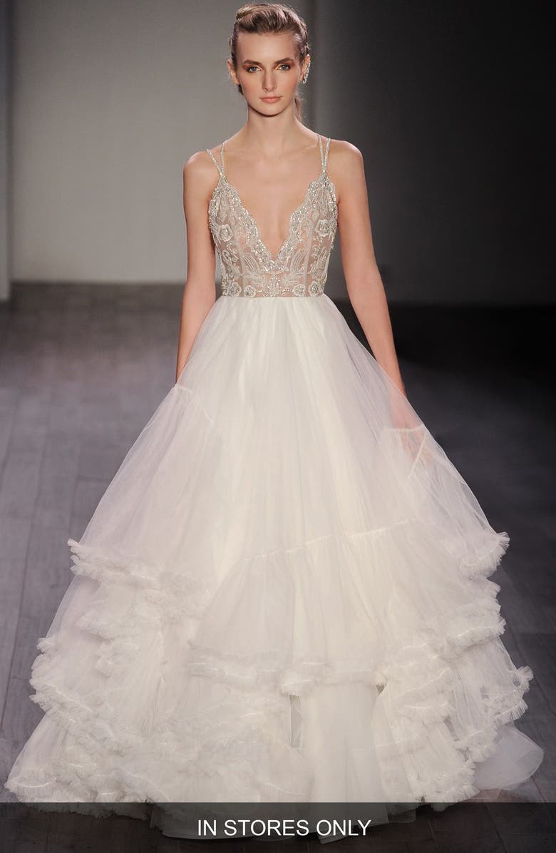 Hayley Paige Georgie Embellished Bodice Tulle Ballgown, Main, color,