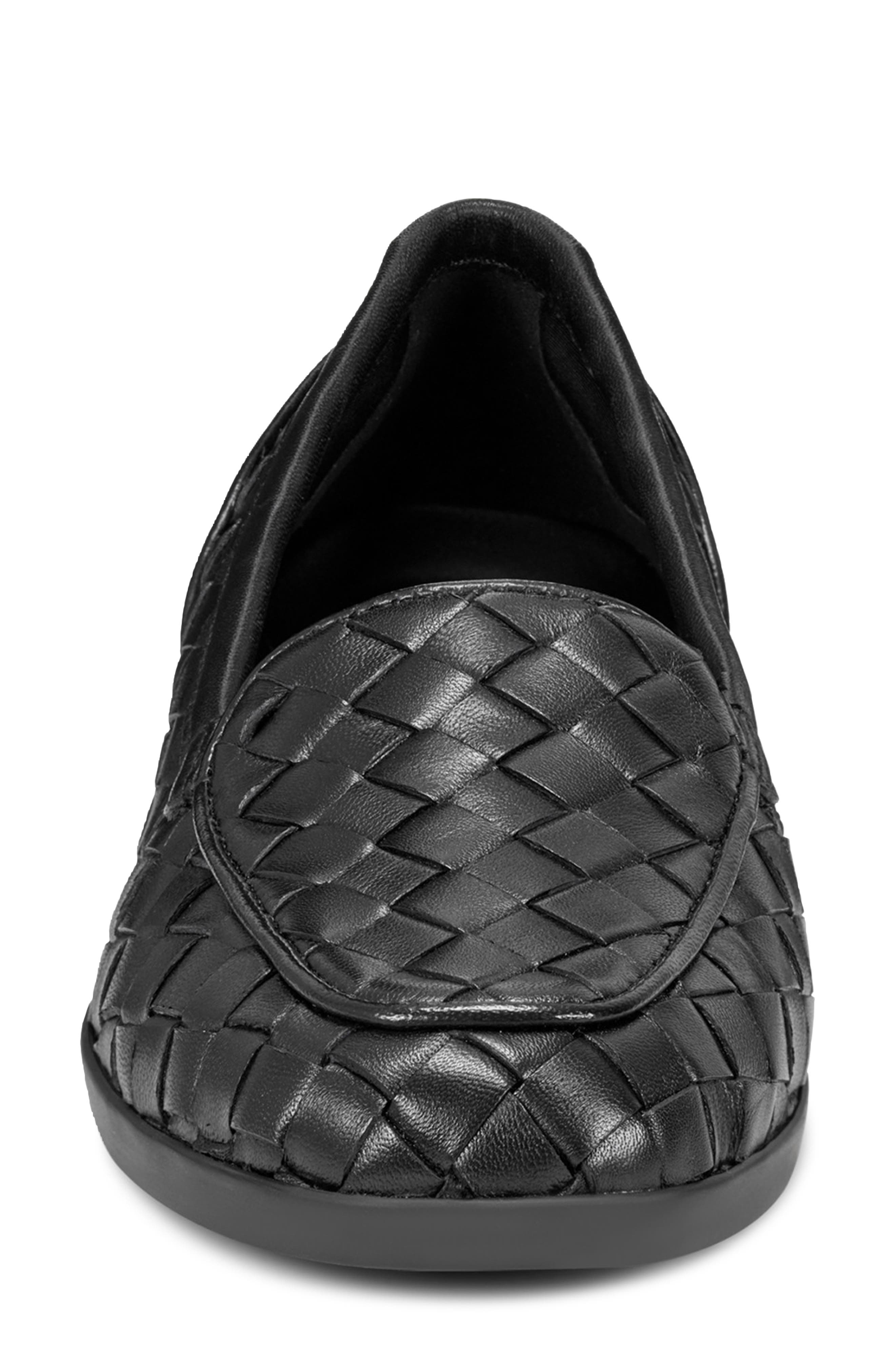 Easy Spirit Devit Woven Apron Toe Flat, Alternate, color, Black