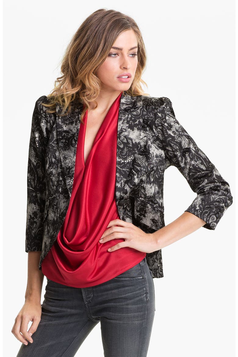 Lace Print Blazer, Main, color, BLACK AND LACE