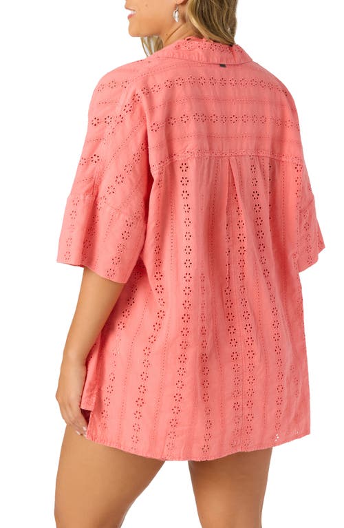 O'neill Olivia Eyelet Cover-up Shirt In Pink