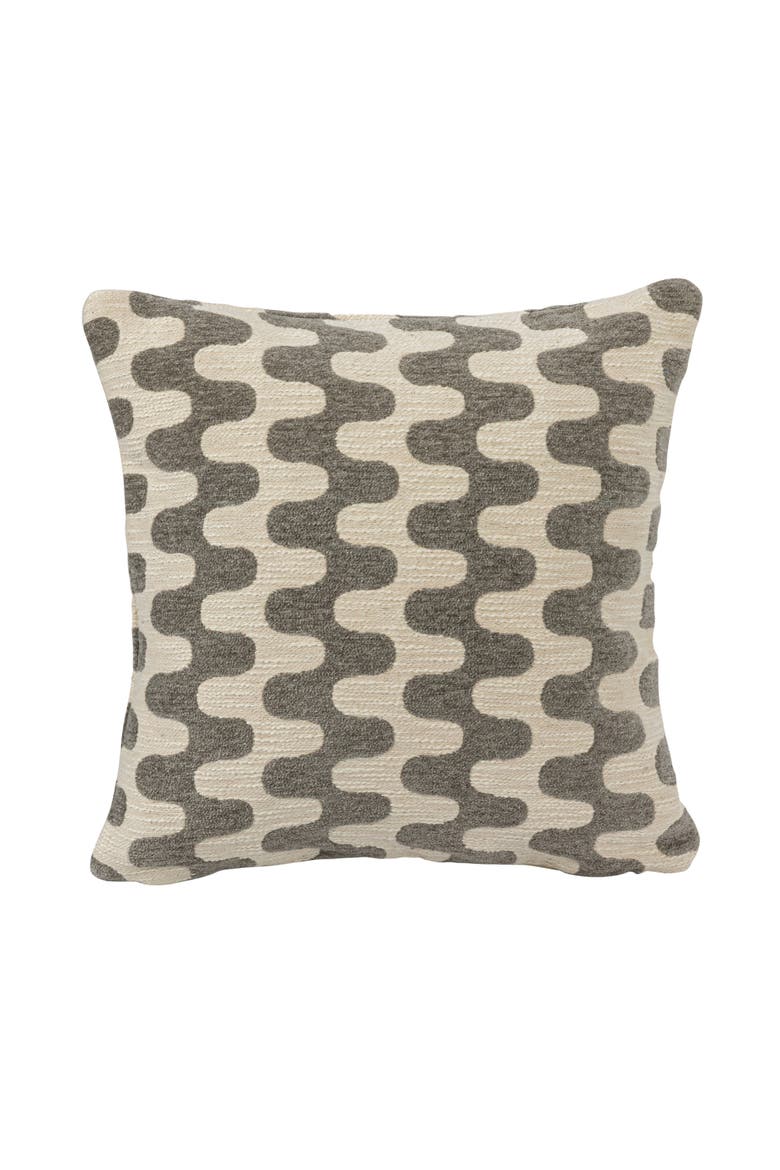 18-Inches Square Woven Cotton Jacquard Pillow with Abstract Pattern Design, Natural and Gray, Alternate, color, Grey