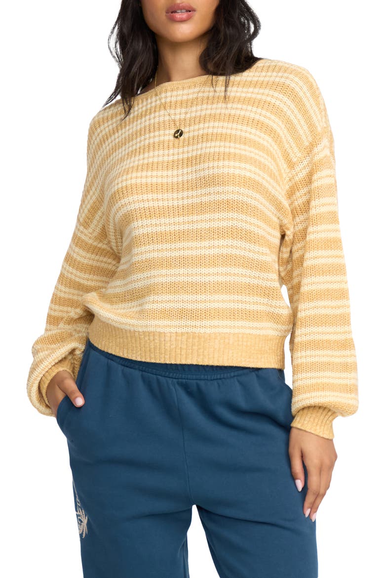 Light Wave Stripe Oversize Cotton Blend Sweater, Main, color, GOLD COAST