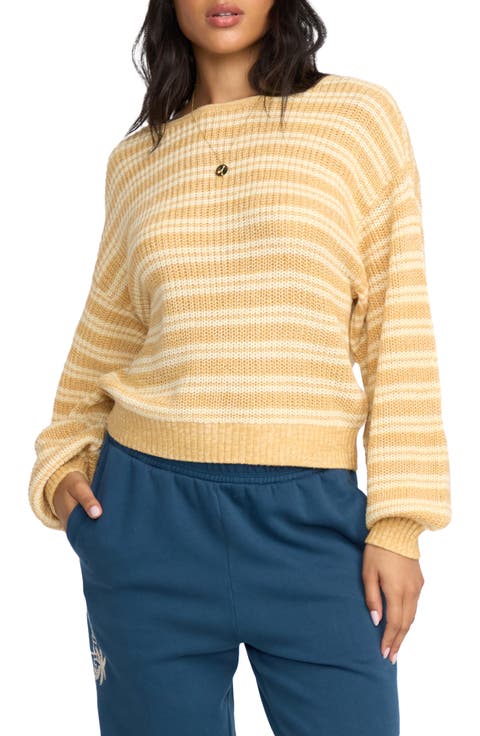 Light Wave Stripe Oversize Cotton Blend Sweater