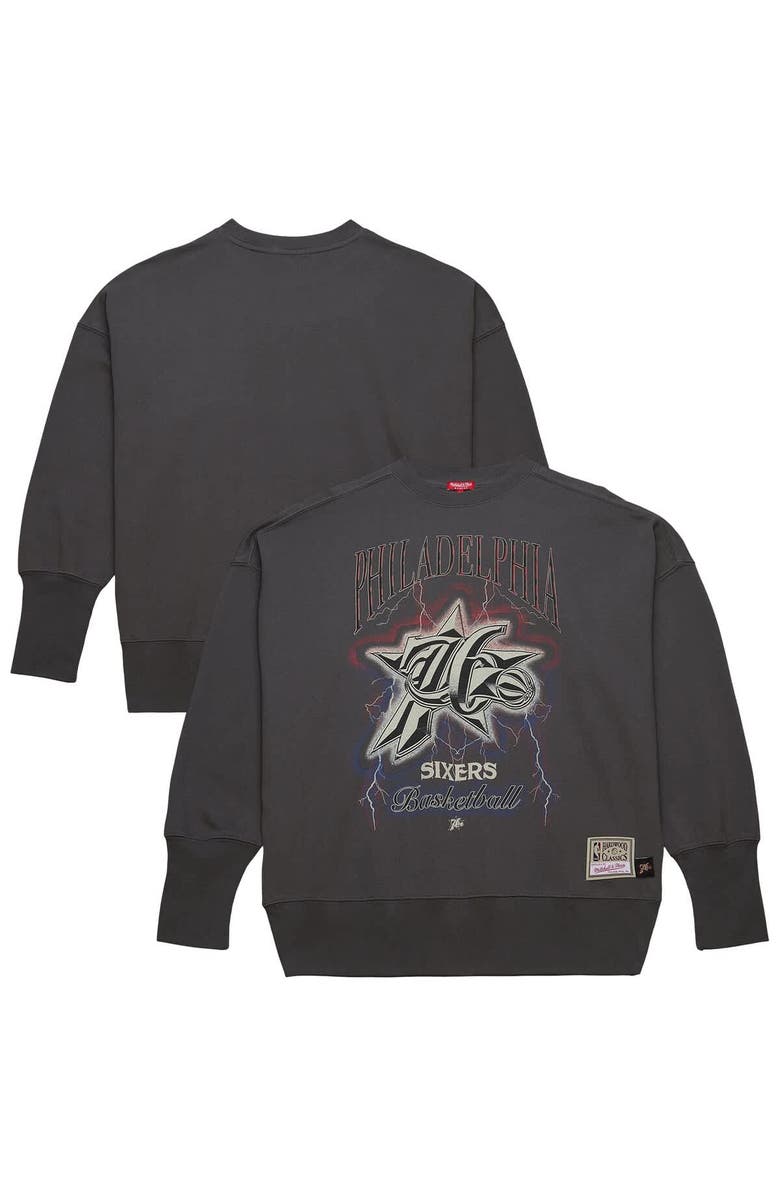 Mitchell & Ness Women's Mitchell & Ness Charcoal Philadelphia 76ers Hardwood Classics Lightweight Pullover Sweatshirt, Main, color, Charcoal