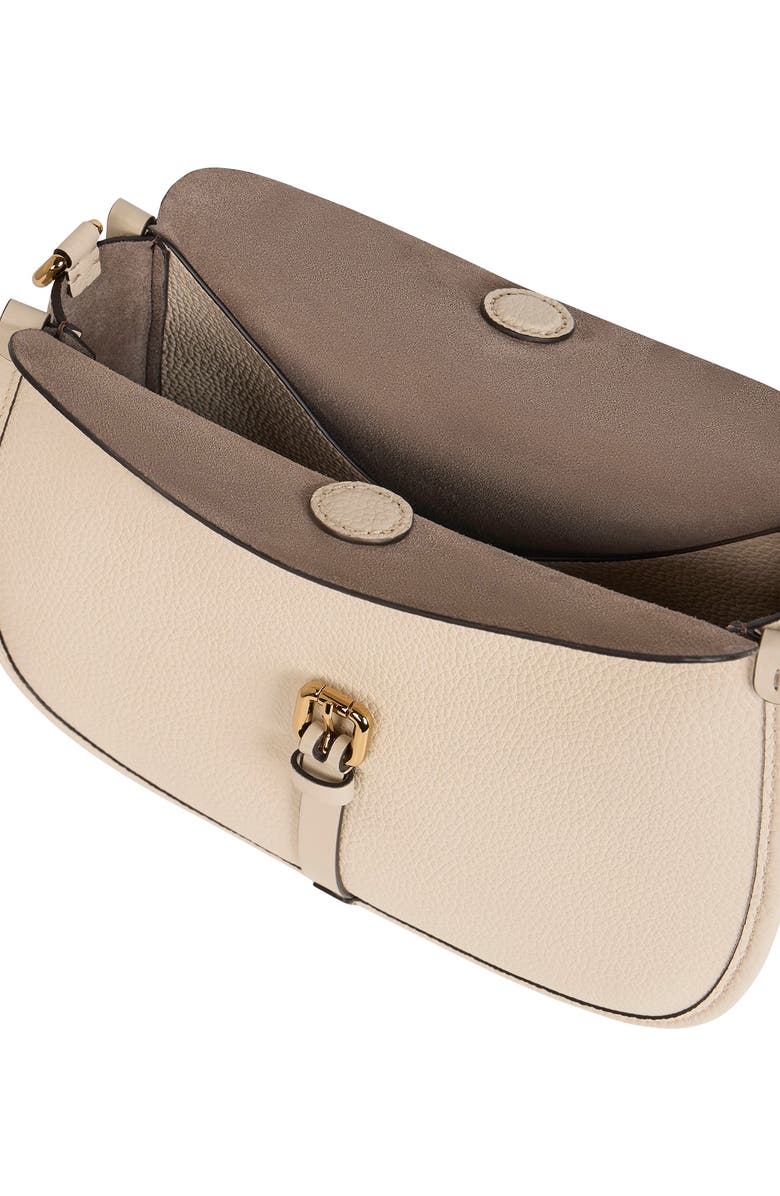Etro Medium Tumbled Leather Crossbody Pony Bag, Alternate, color, Ivory