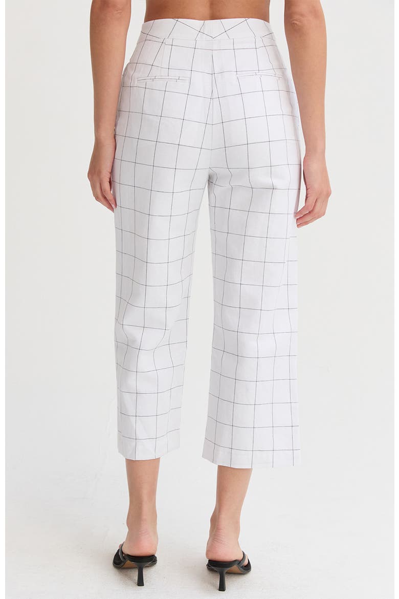 Windowpane Straight Leg Linen Culottes, Alternate, color, White