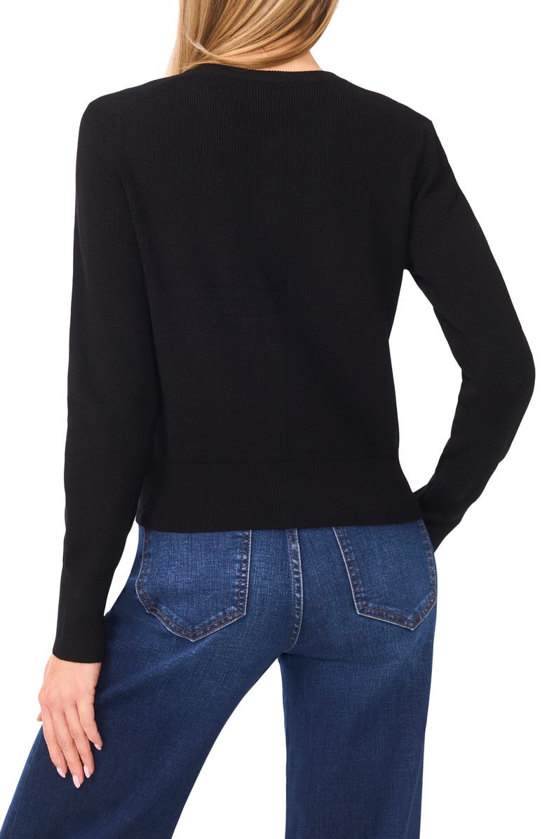 CeCe Rib Cardigan, Alternate, color, Rich Black