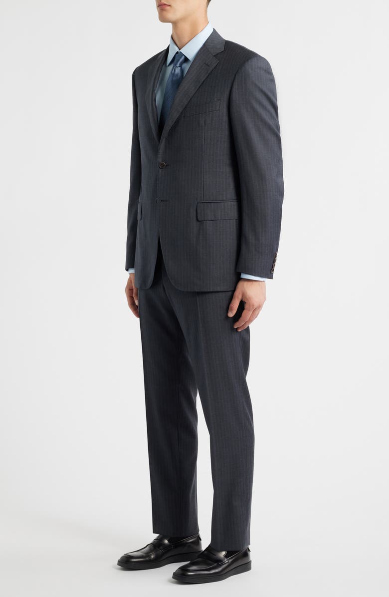 Canali Siena Regular Fit Stripe Super 130s Wool Suit, Alternate, color, Grey