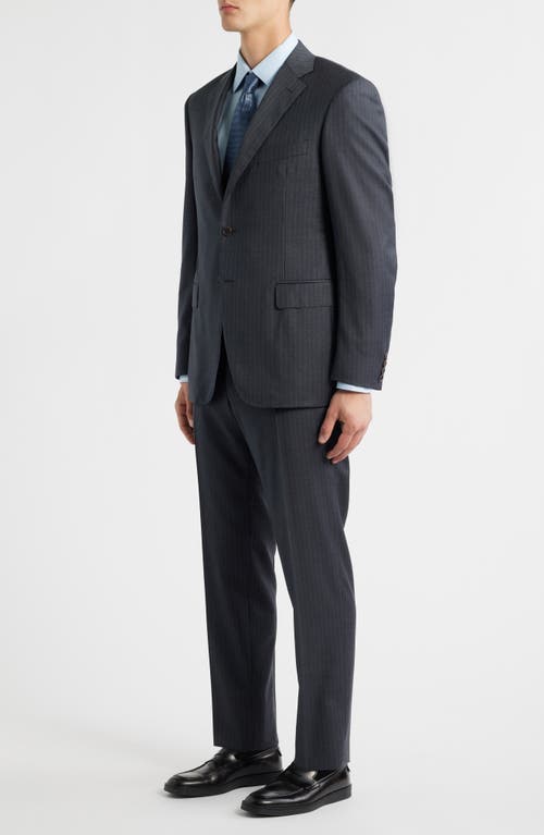 Canali Siena Regular Fit Stripe Supwer 130s Wool Suit In Gray