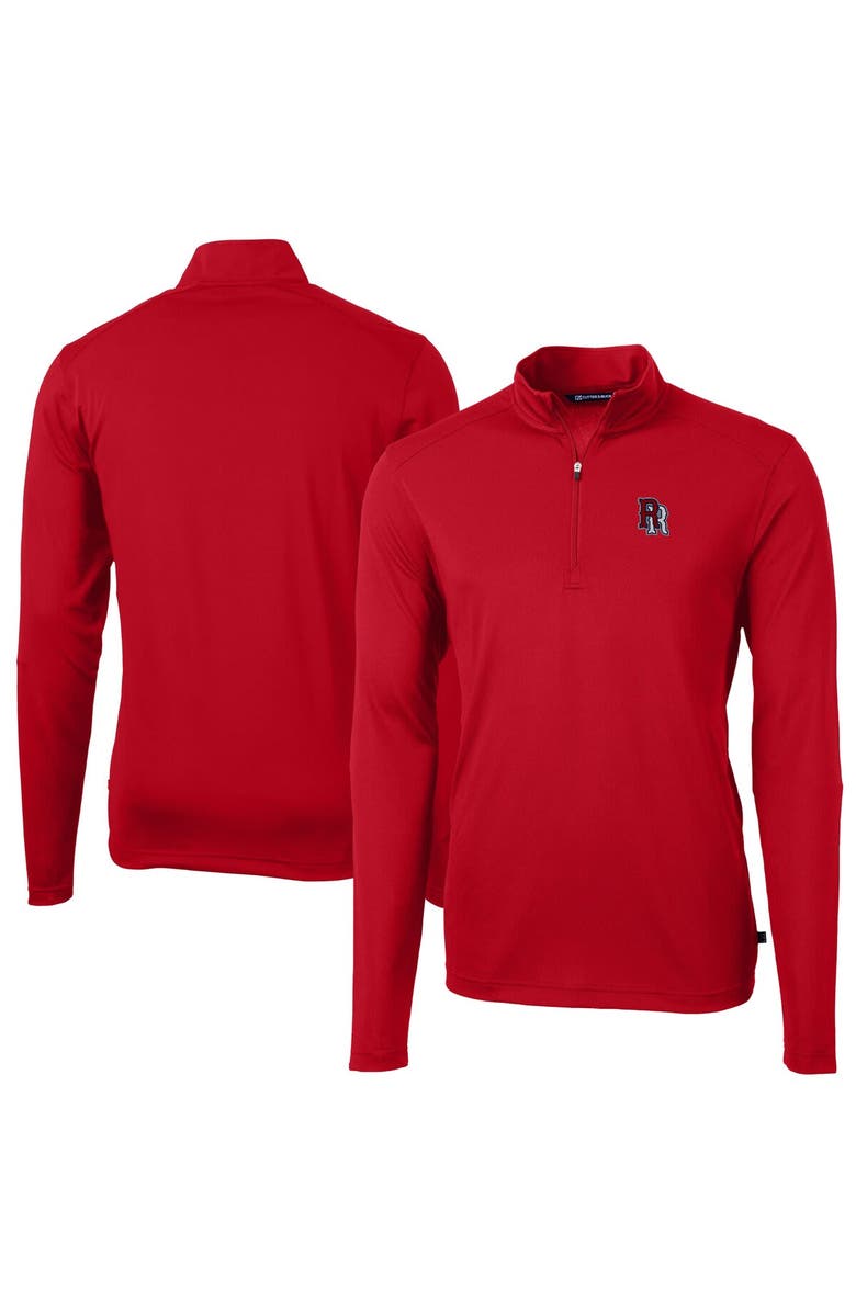Cutter & Buck Men's Cutter & Buck Red Round Rock Express Virtue Eco Pique Recycled Quarter-Zip Pullover Top, Main, color, 