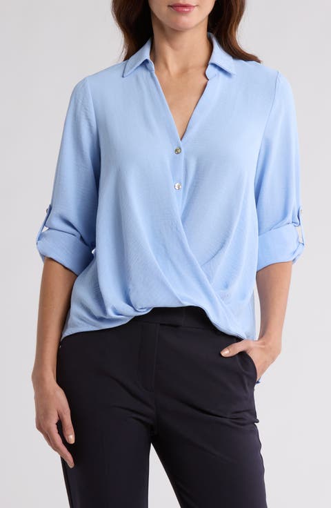 Surplice Long Sleeve Wrap Top