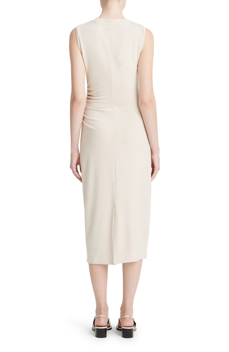 Vince Side Ruched Sleeveless Knit Midi Dress, Alternate, color, Pale Fawn