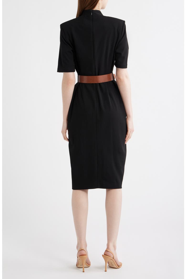 Belted Sheath Dress, Alternate, color, BLACK