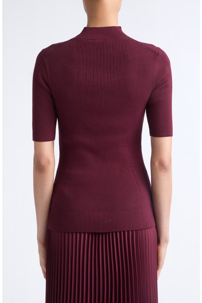 Rib Mock Neck Sweater, Alternate, color, AUBERGINE