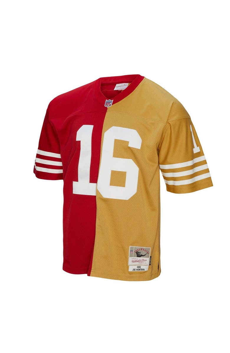 Mitchell & Ness Men's Mitchell & Ness Joe Montana Scarlet/Gold San Francisco 49ers 1990 Split Legacy Replica Jersey, Alternate, color, Scarlet