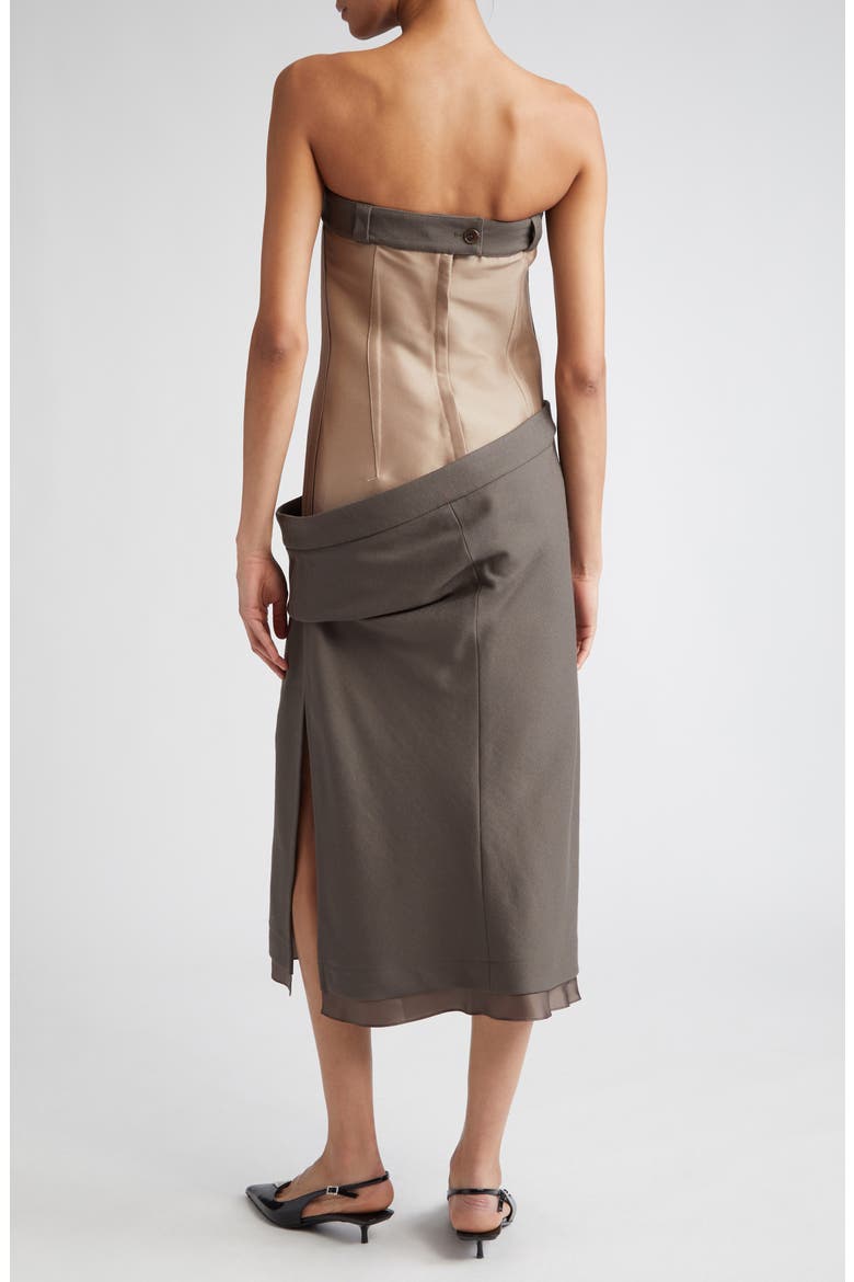 Strapless Mixed Media Shift Dress, Alternate, color, TAUPE