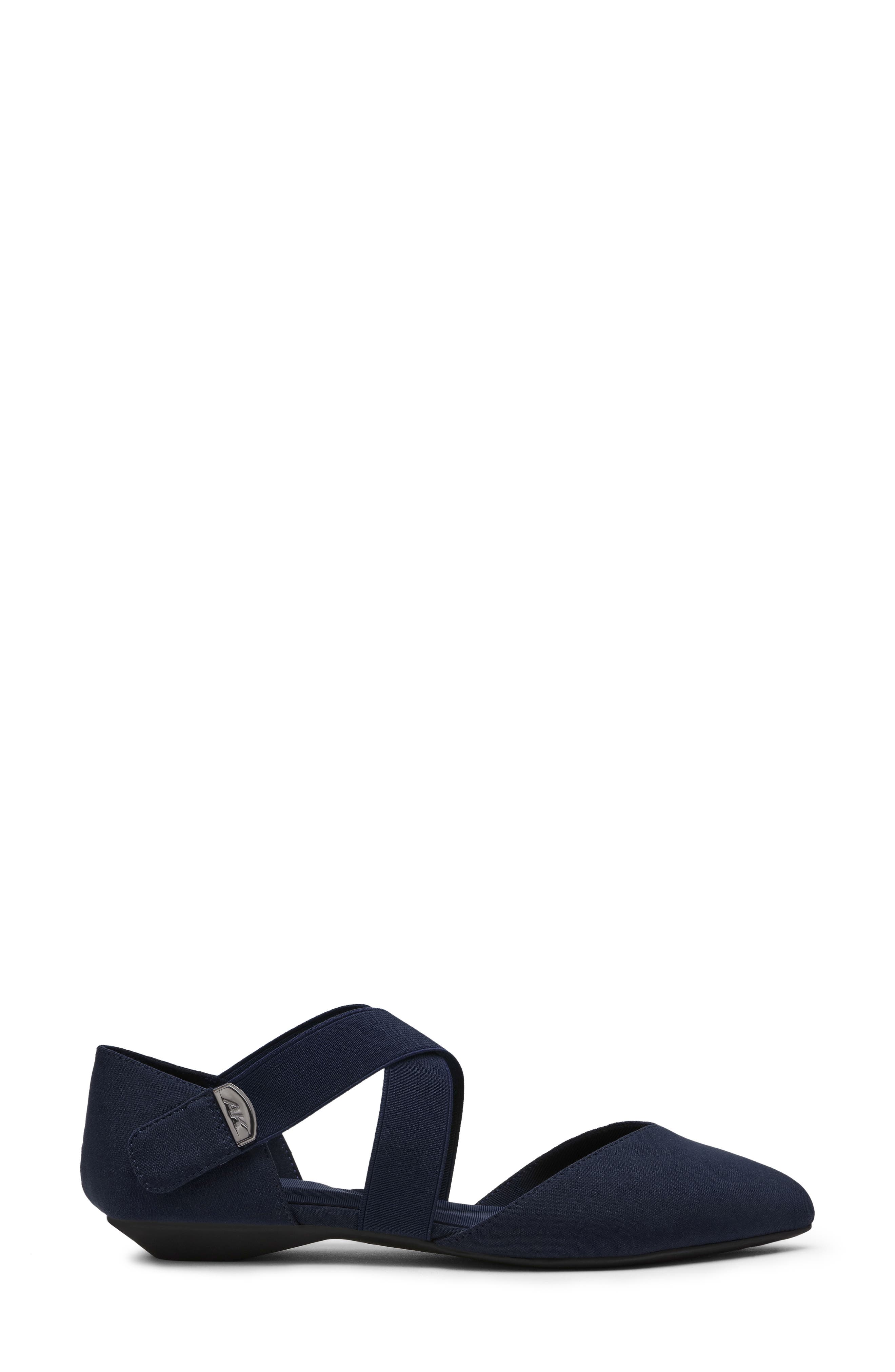 Anne Klein Oswaldo Pointed Toe Flat, Alternate, color, Navy Mette Stretch
