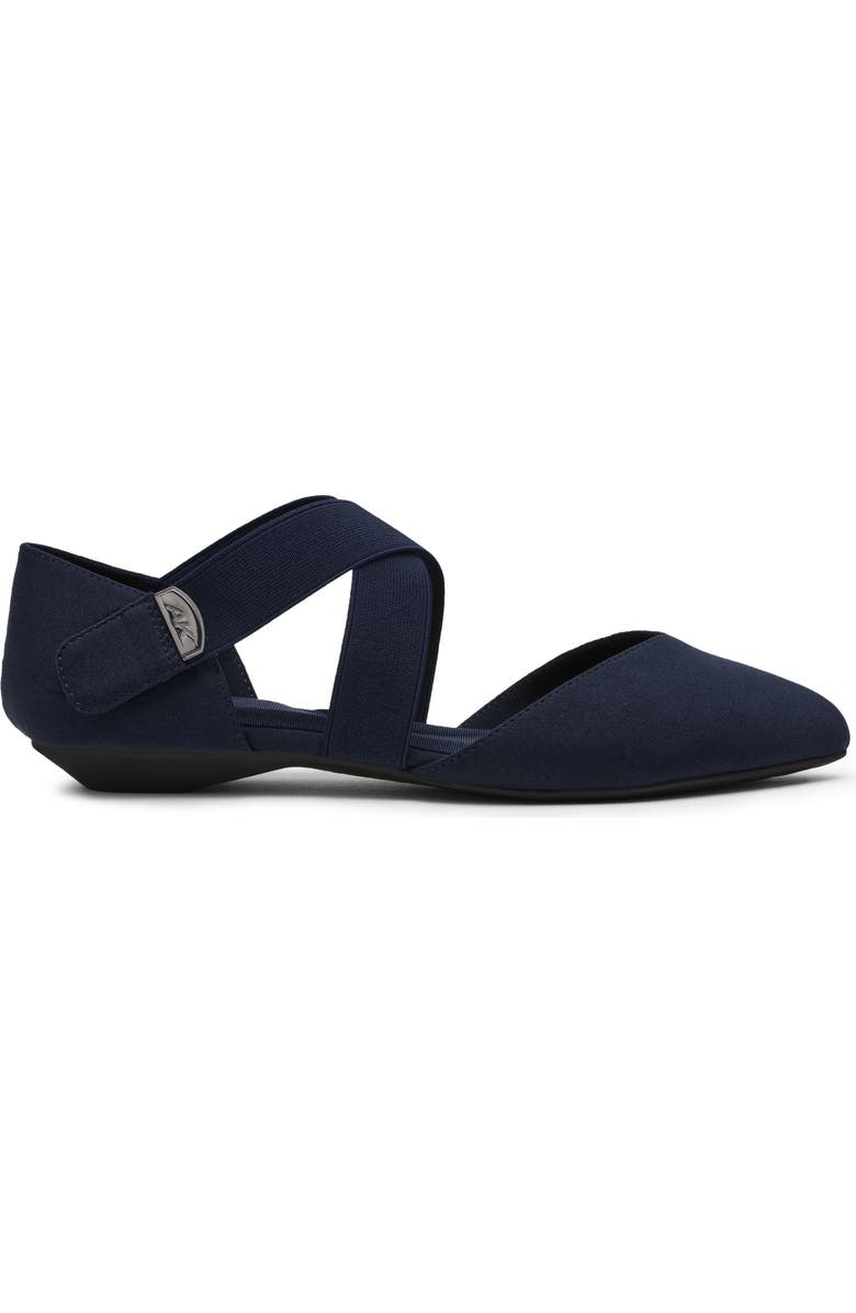 Anne Klein Oswaldo Pointed Toe Flat, Alternate, color, Navy Mette Stretch