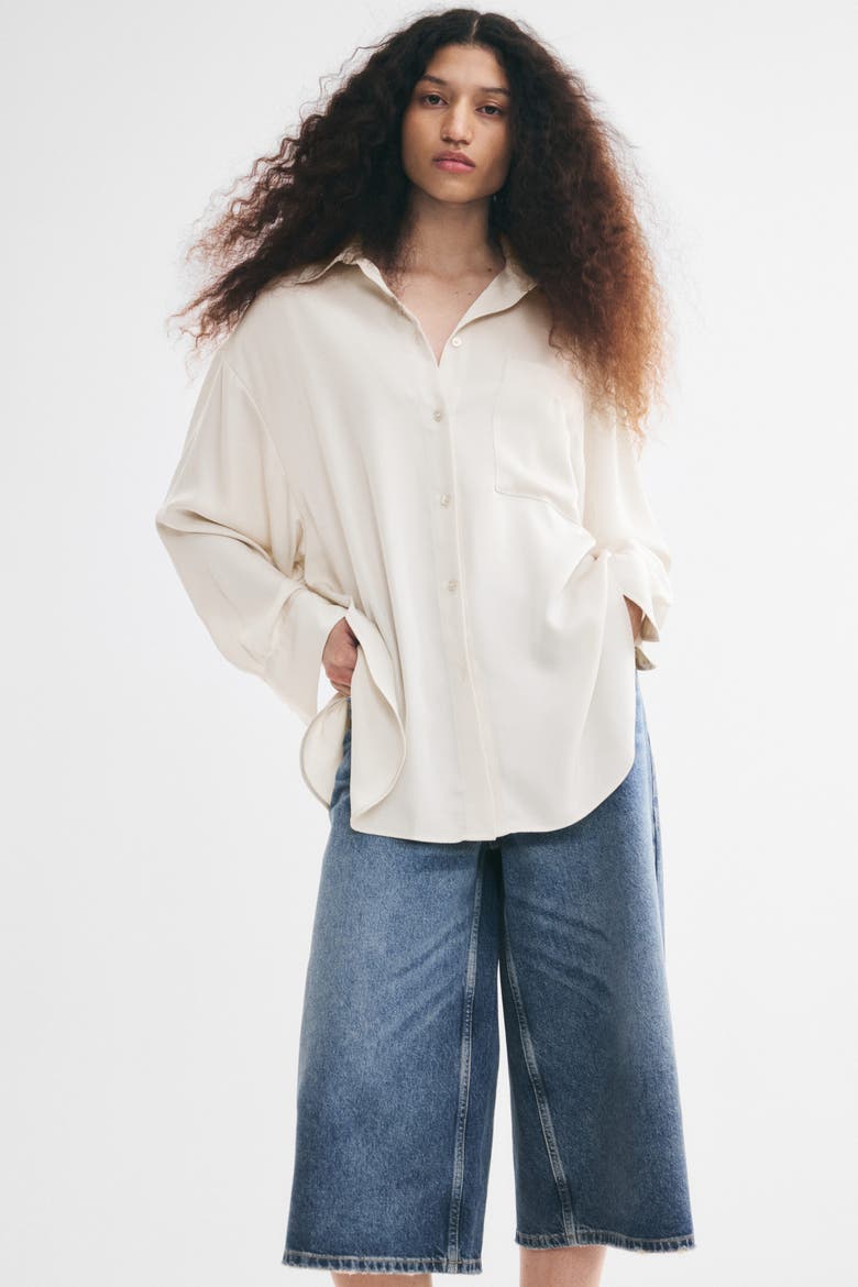 Loose-fit Twill Shirt, Alternate, color, Light beige