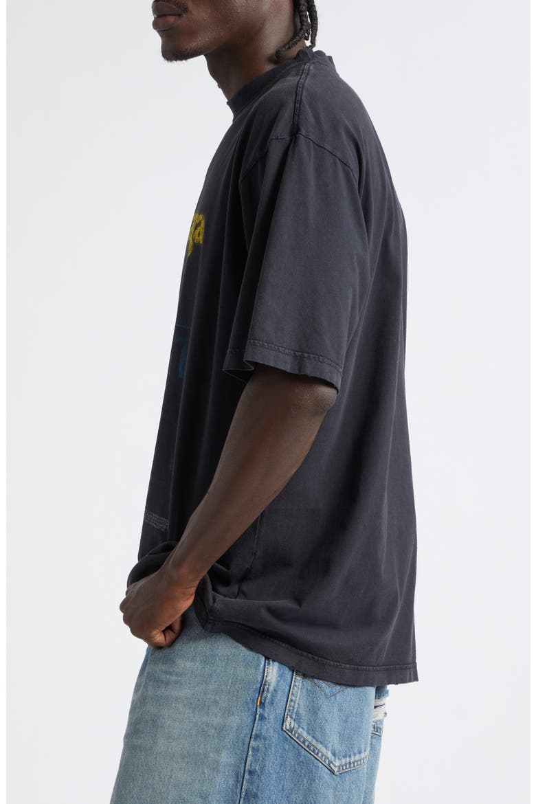 Medium Fit Distressed The Address Graphic T-Shirt, Alternate, color, FADED WASHED BLACK