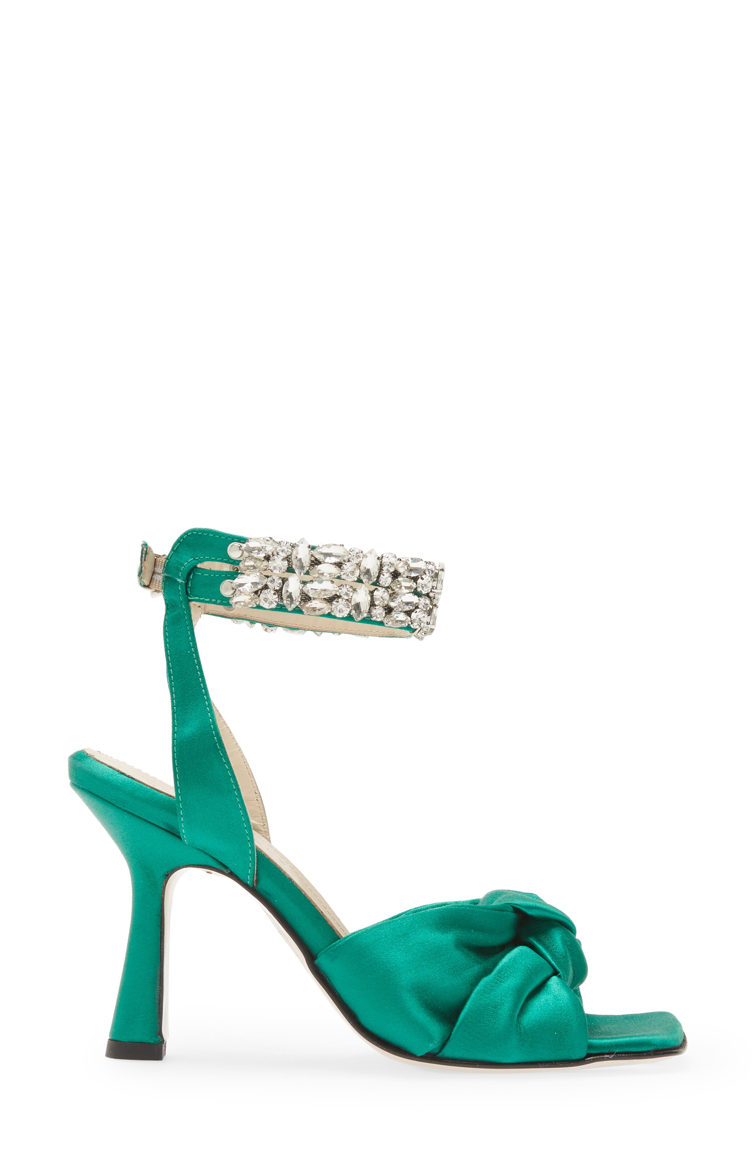 Callie Sandal, Alternate, color, GREEN SILK SATIN WRAPPED