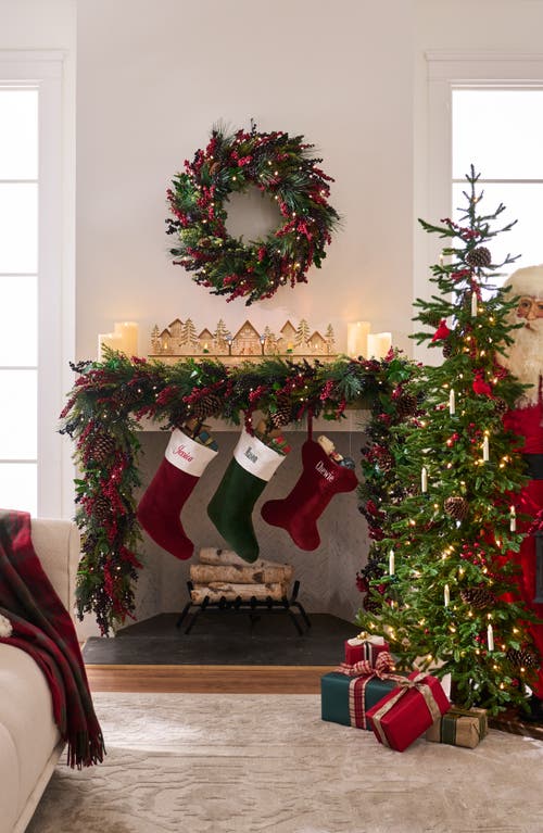 Balsam Hill Lit Wooden Christmas Mantel Village In Brown