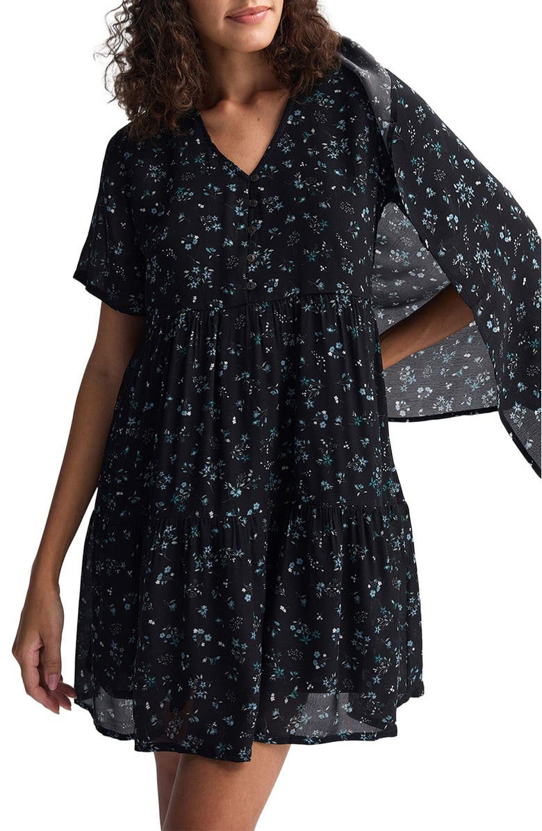 Reistor Floral Short Tiered Dress, Alternate, color, Ditzy Wildflowers