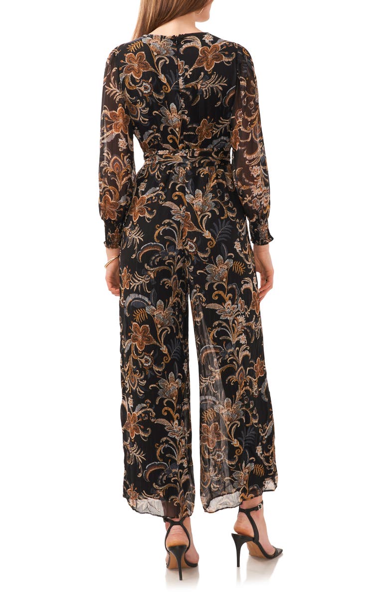 Vince Camuto Paisley Long Sleeve Chiffon Jumpsuit, Alternate, color, 