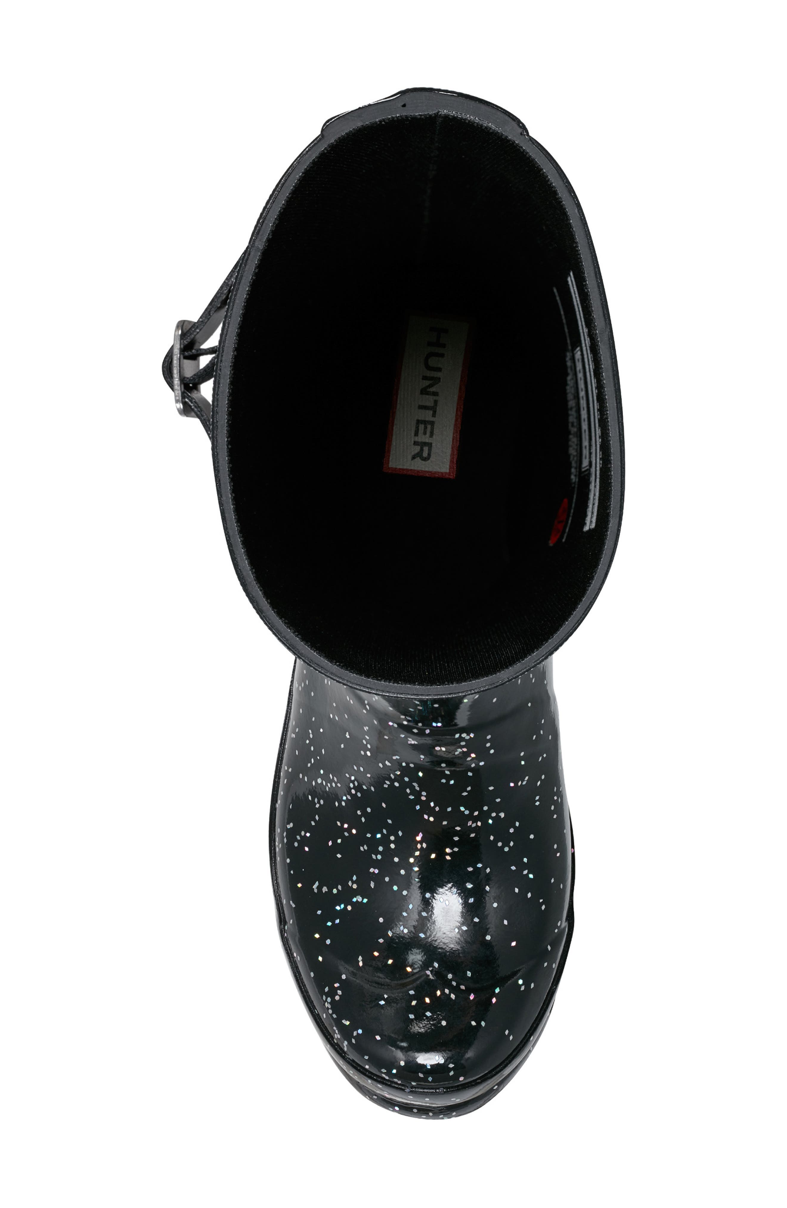 Hunter Original Giant Glitter Waterproof Rain Boot, Alternate, color, Black