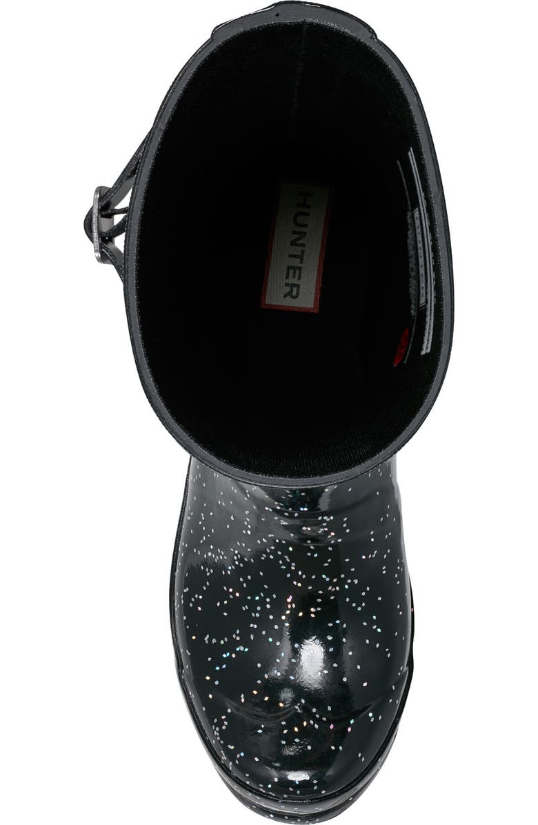 Hunter Original Giant Glitter Waterproof Rain Boot, Alternate, color, Black