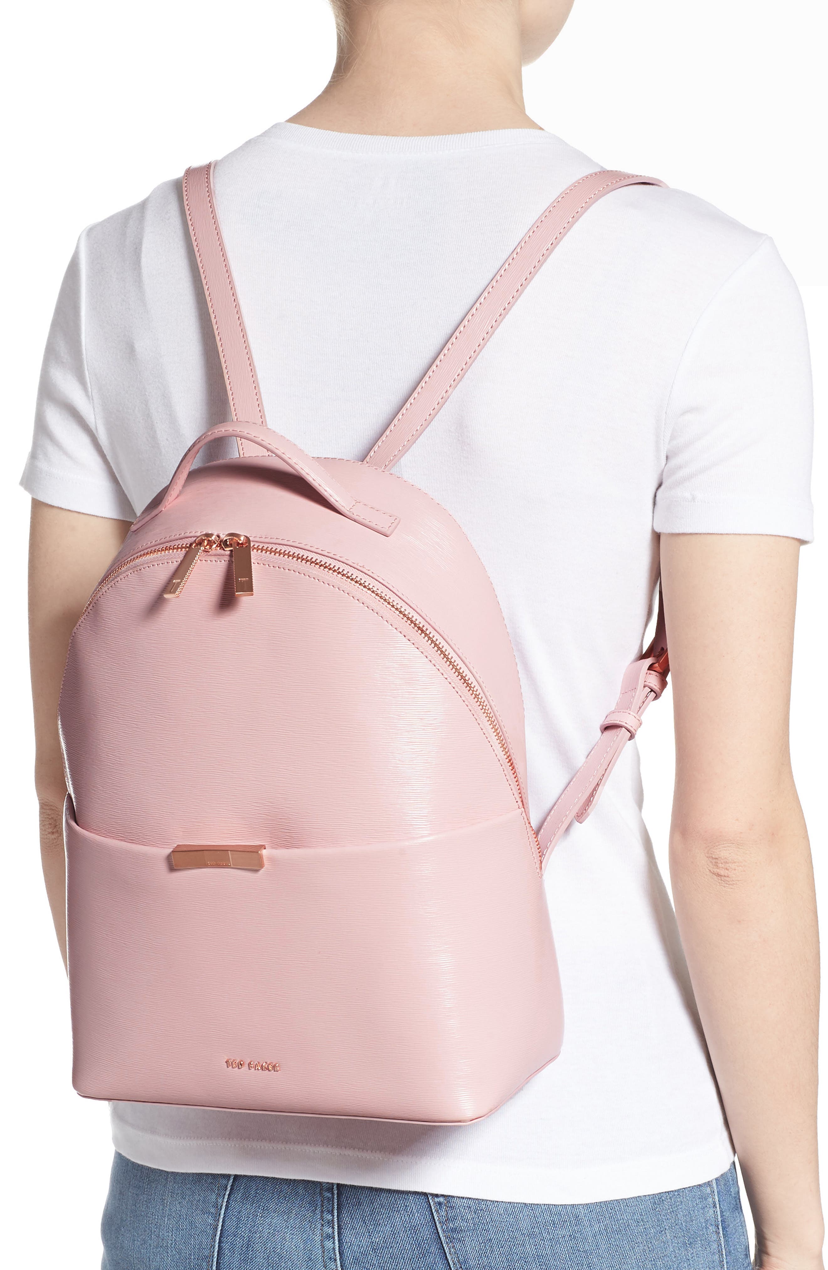 Ted Baker London Jenyy Faceted Bow Leather Backpack, Alternate, color, 