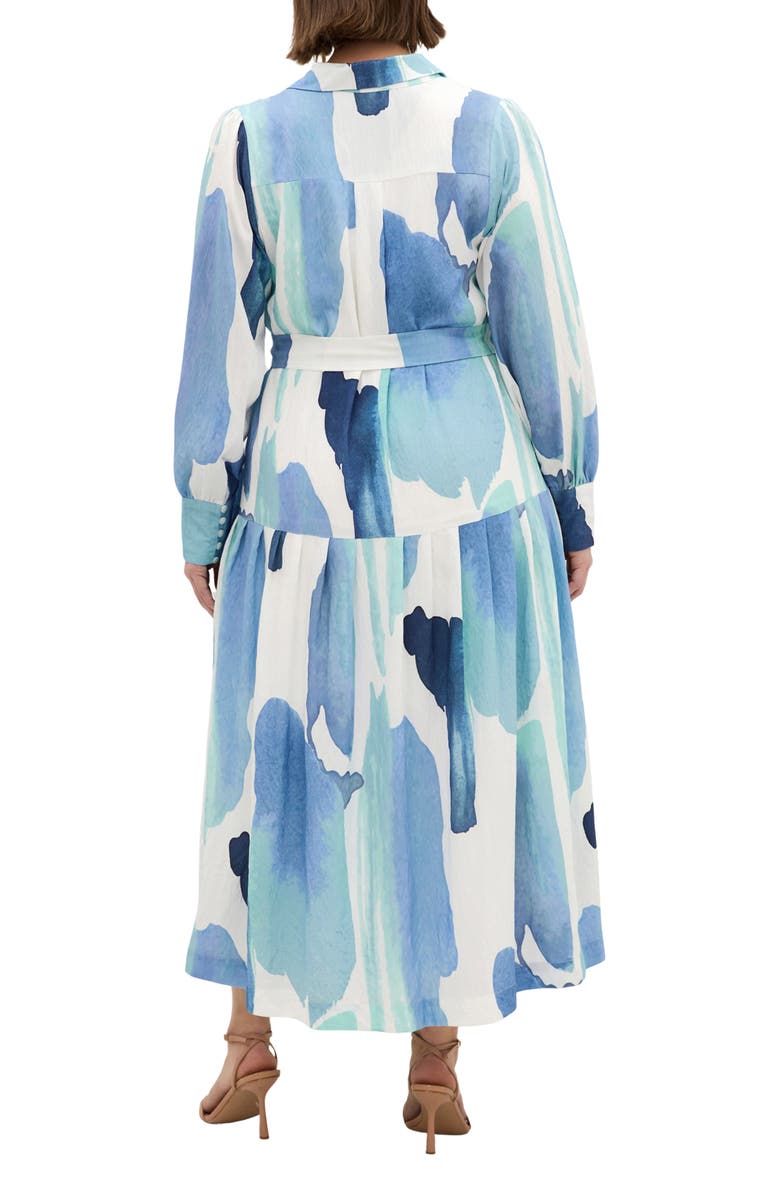 City Chic Ezra Print Midi Shirtdress, Alternate, color, Tranquil
