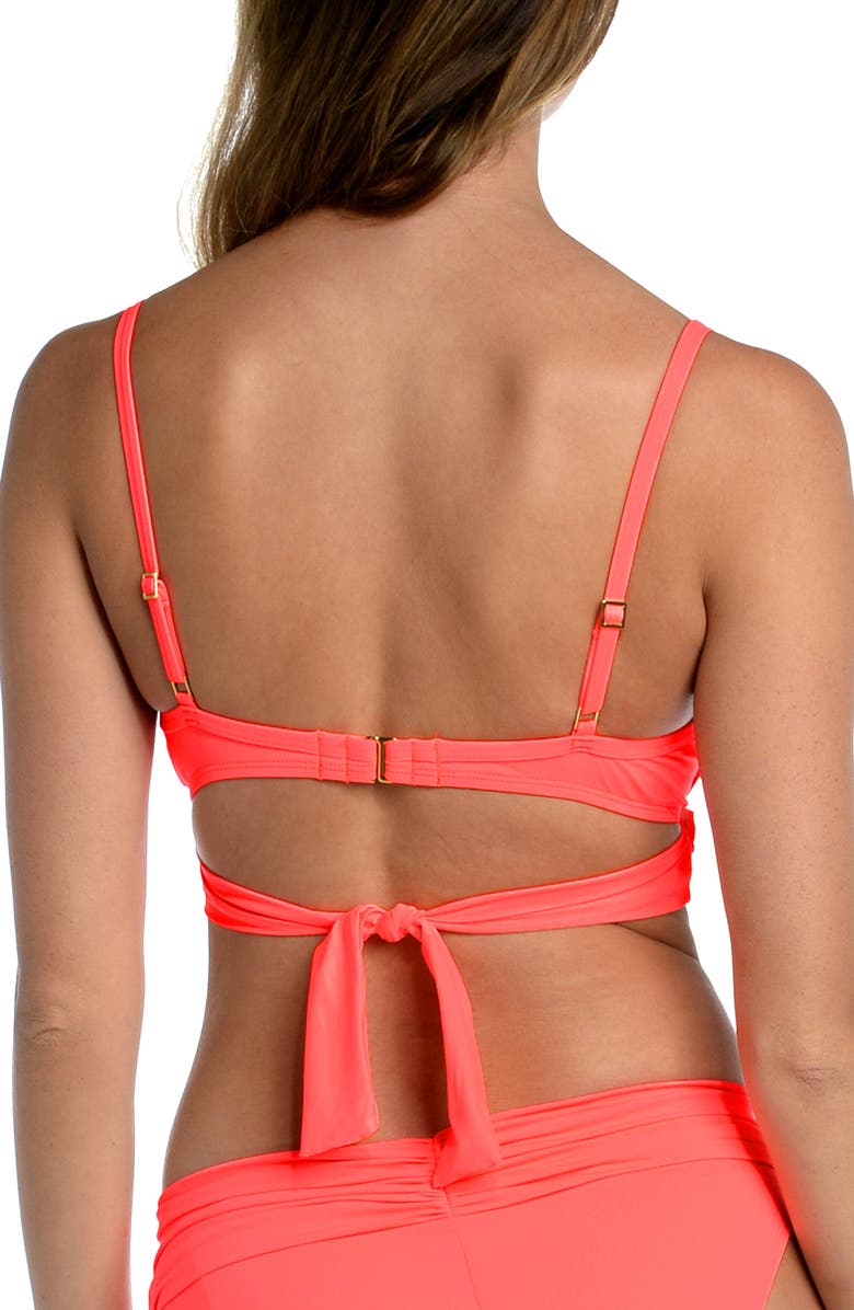 La Blanca Wrap Bra Top, Alternate, color, Hot Coral