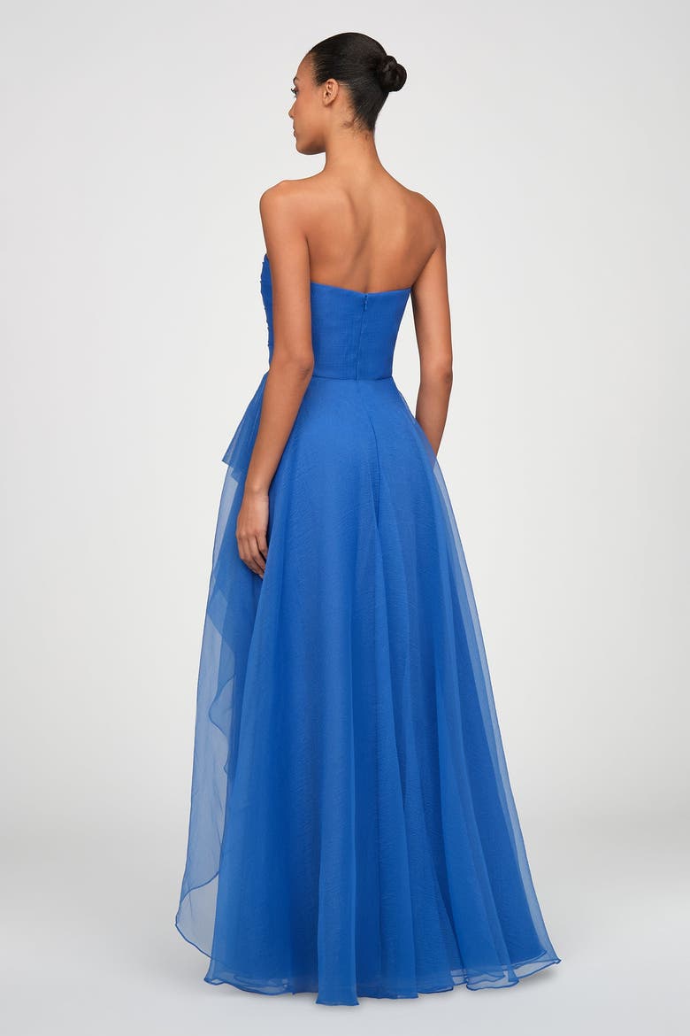 Teresa Strapless Draped Gown, Alternate, color, Brilliant Blue