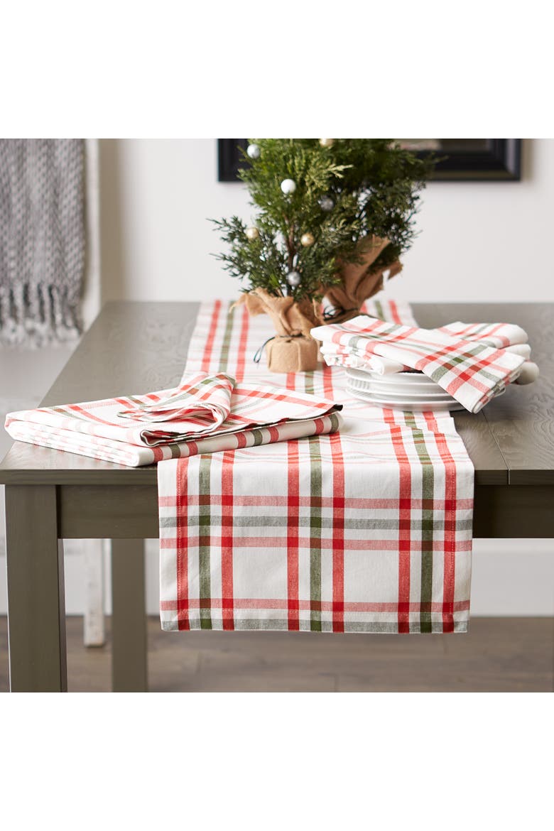 Nutcracker Plaid Tablecloth 52X52, Alternate, color, Nutcracker Plaid