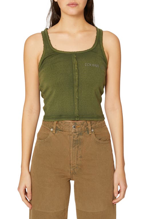 Eckhaus Latta Lapped Cotton Jersey Logo Tank in Moss  product