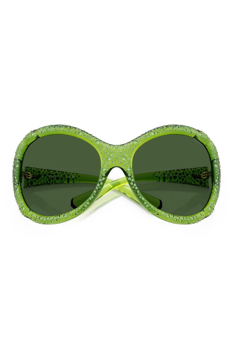 72mm Butterfly Sunglasses, Alternate, color, TRANSPARENT GREEN / DARK GREEN