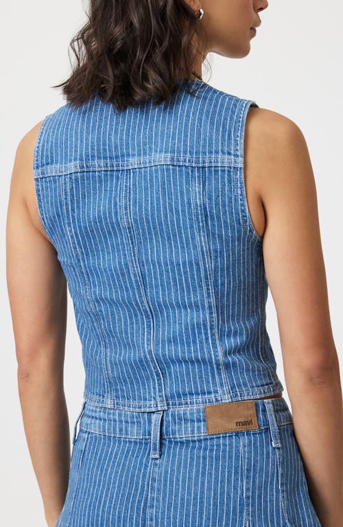 Shop Mavi Jeans Pinstriped Denim Button-up Vest In Blue Stripe Denim
