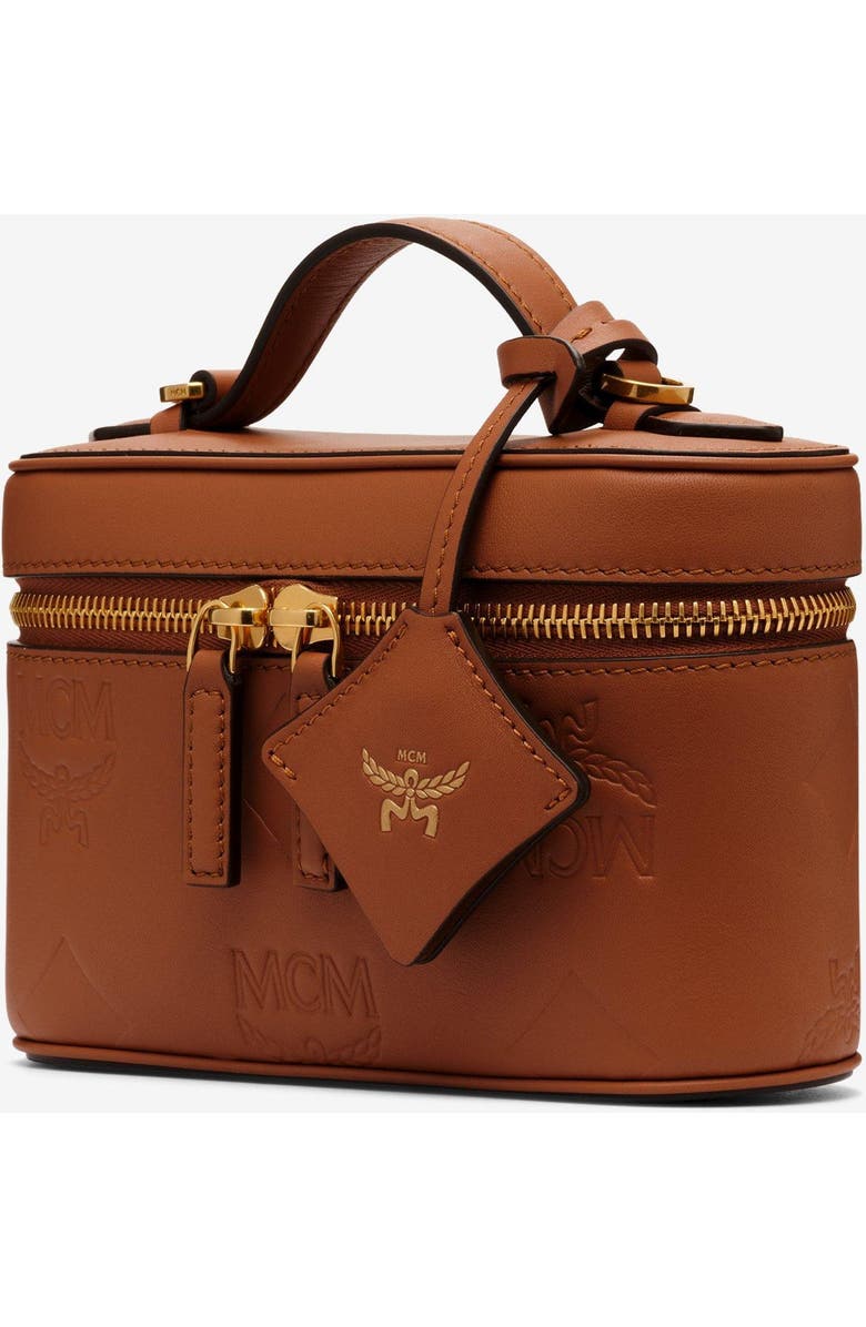 MCM Mini Aren Vanity Case in Maxi Monogram Leather, Alternate, color, Mocha Bisque