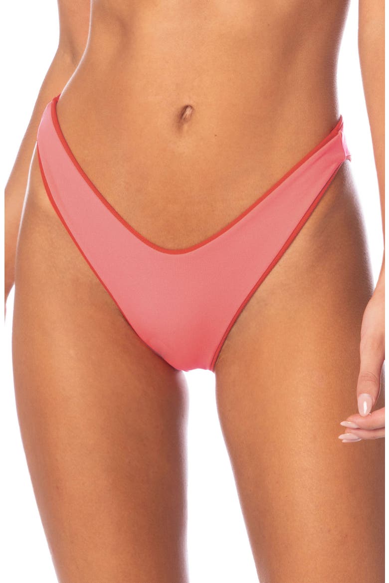Red Camelia Splendour High Cut Reversible Bikini Bottoms, Alternate, color, RED